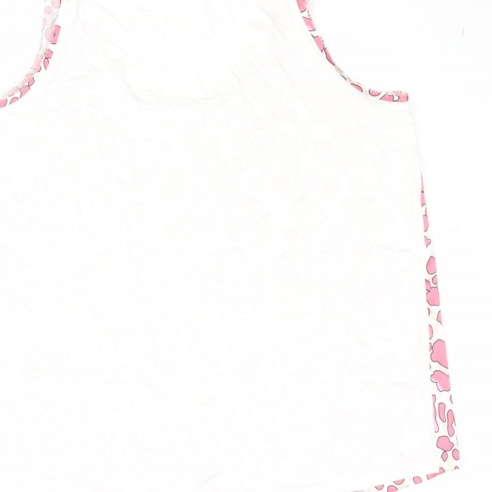 Marks & Spencer Womens Pink Geometric Polyester Basic Tank Size 8 Round Neck