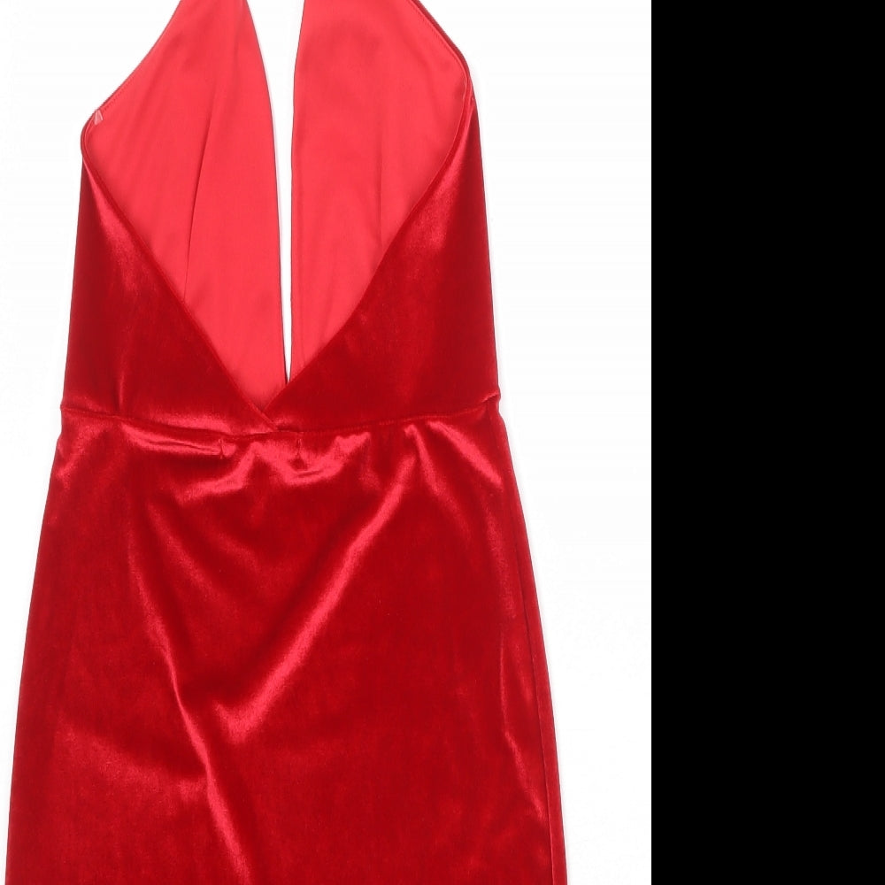 Edge Street Womens Red Polyester Mini Size 10 Halter Tie - Backless