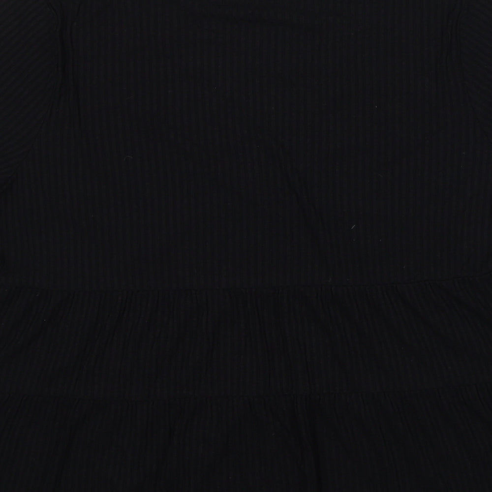 ASOS Womens Black Viscose Basic T-Shirt Size 8 V-Neck - Ribbed