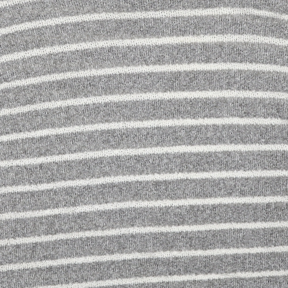 Bug Womens Grey Mock Neck Striped Polyester Pullover Jumper Size S