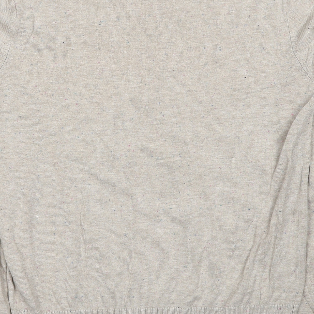 H&M Womens Beige Round Neck Viscose Pullover Jumper Size S