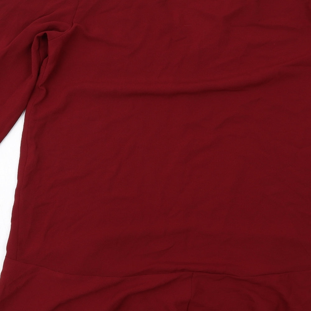ASOS Womens Red Polyester Mini Size 10 V-Neck Pullover