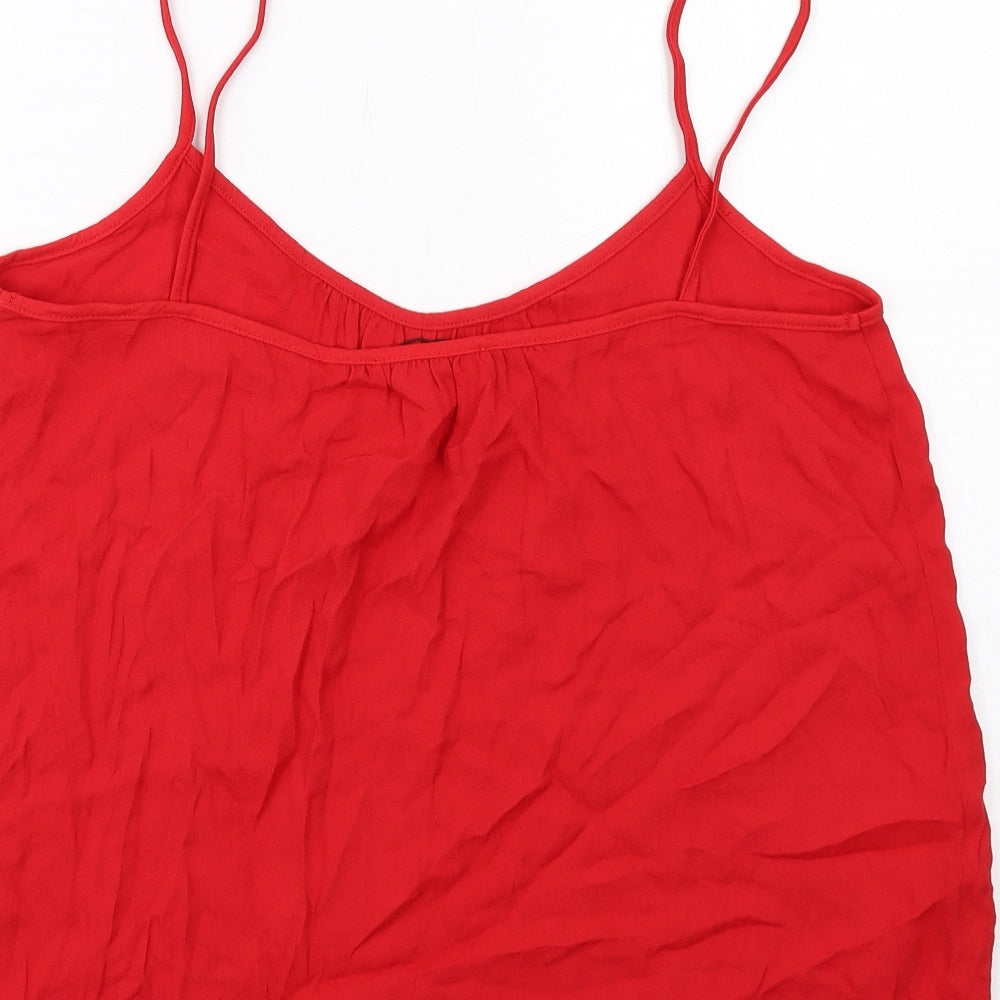 Mango Womens Red Viscose Basic Tank Size L V-Neck