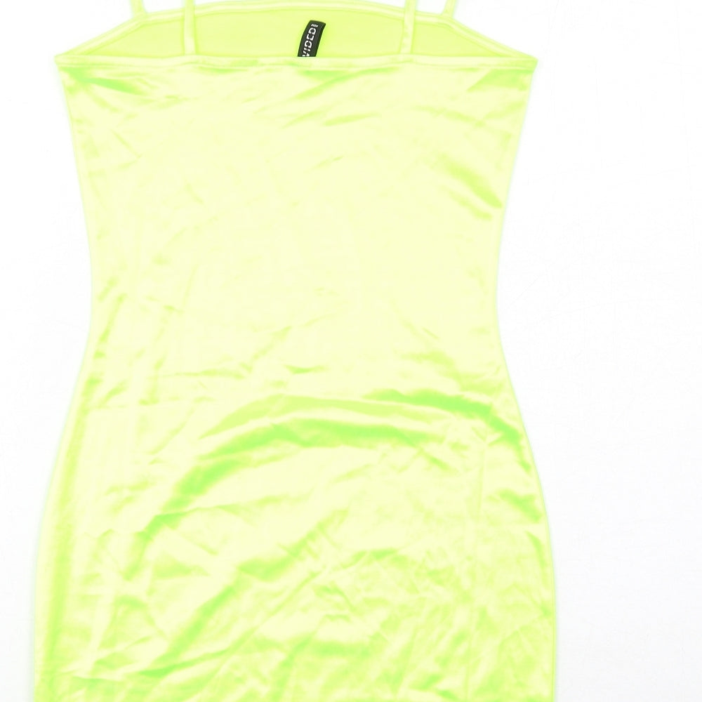 H&M Womens Yellow Polyester Slip Dress Size 10 Square Neck Pullover