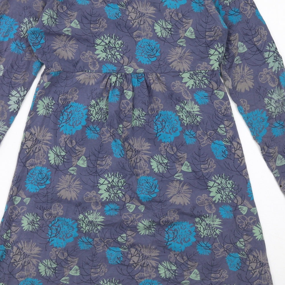 Mudd & Water Womens Purple Floral Viscose A-Line Size 8 Round Neck Pullover