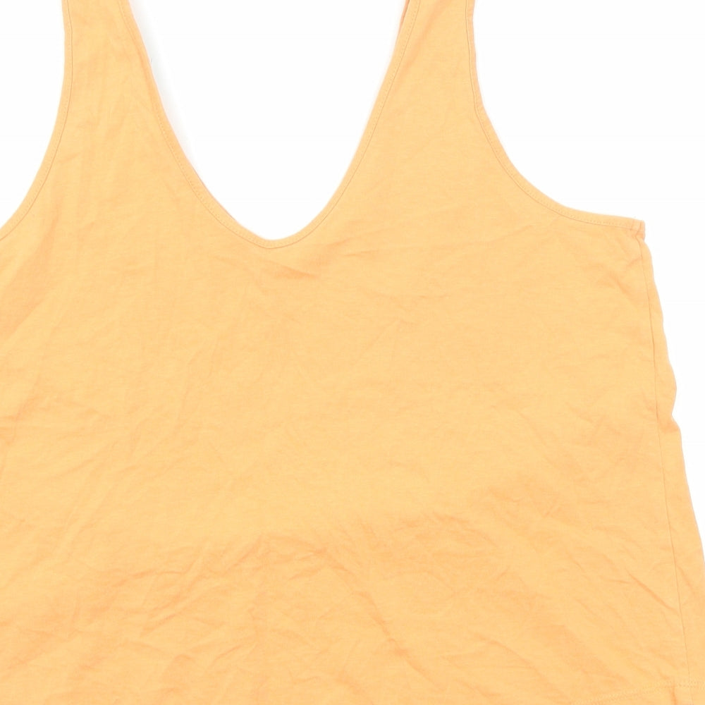 ASOS Womens Orange Cotton Basic Tank Size 12 V-Neck