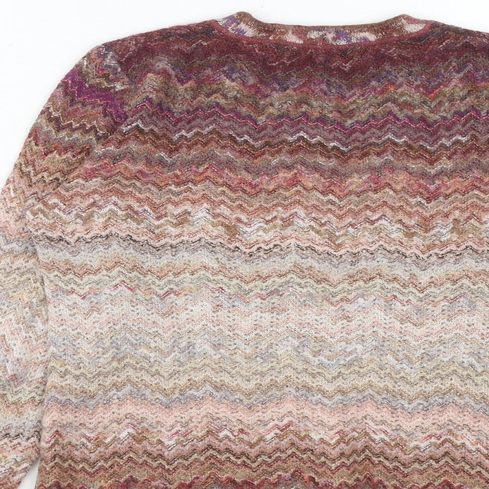 Giuliaenne Womens Multicoloured Round Neck Geometric Acrylic Pullover Jumper Size S