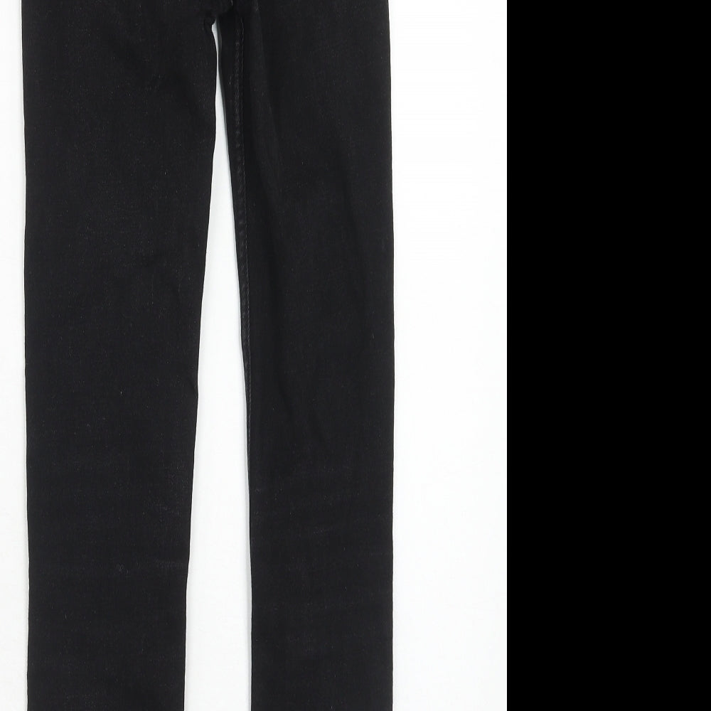 H&M Womens Black Cotton Skinny Jeans Size 8 Regular Zip