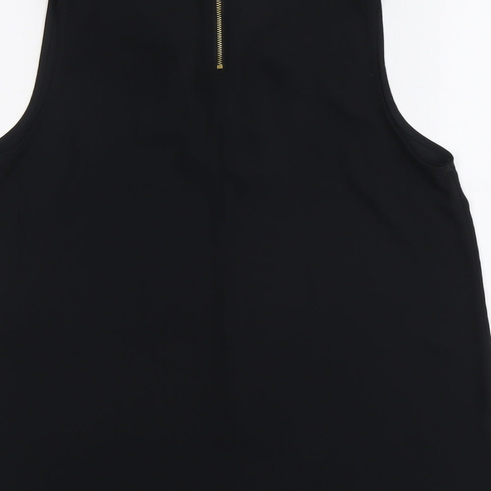 NEXT Womens Black Polyester Basic Blouse Size 10 V-Neck
