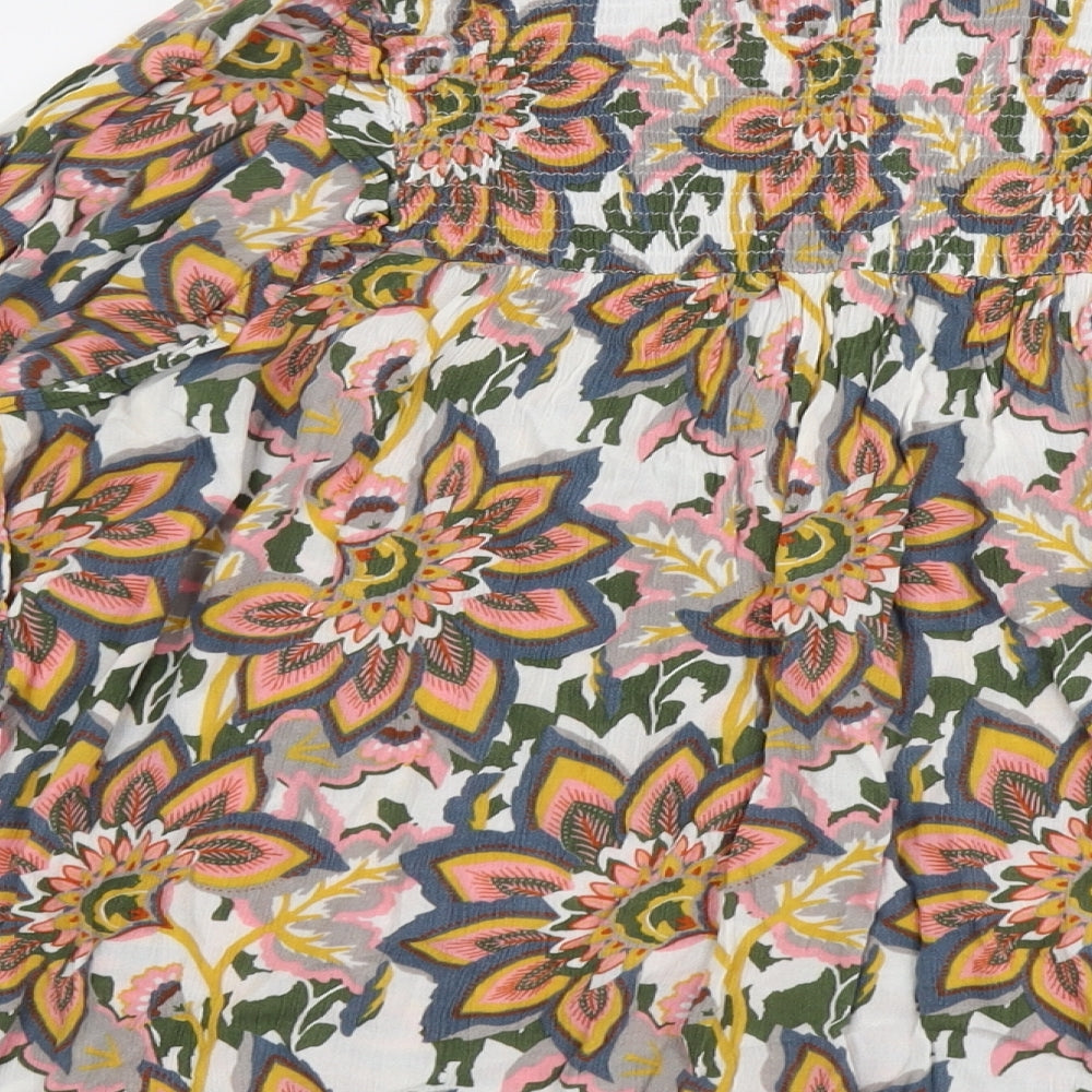 CERULEAN Womens Multicoloured Floral Viscose Basic Blouse Size 16 Mock Neck