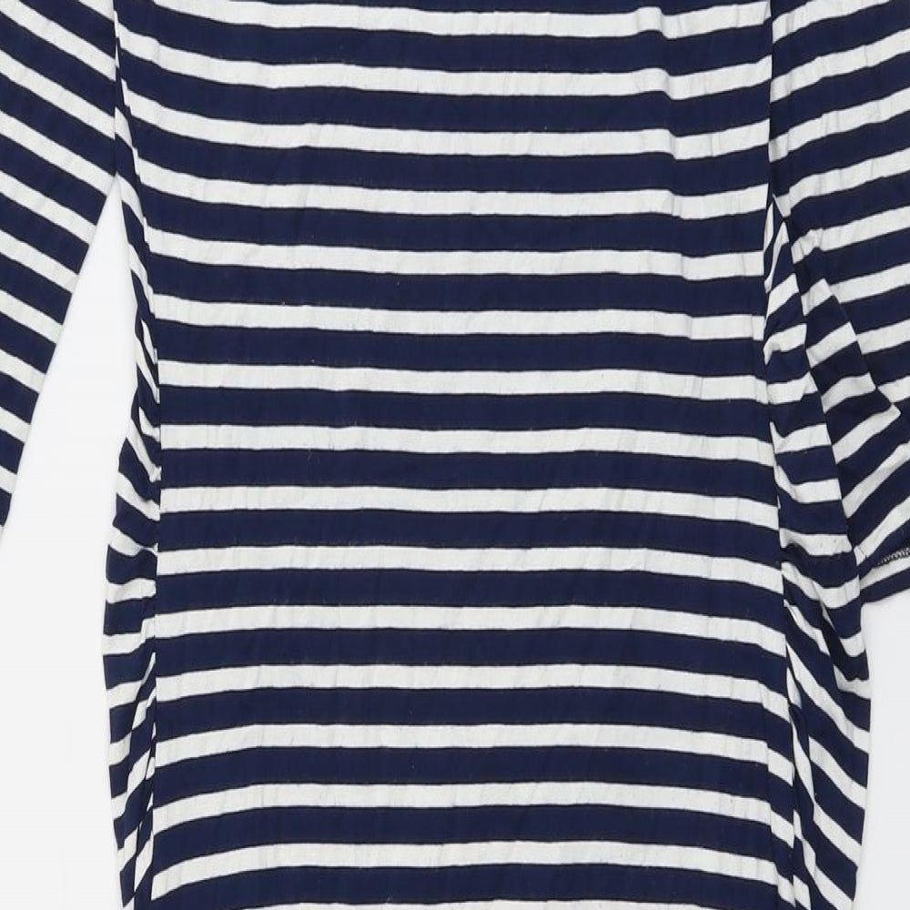 New Look Womens Blue Striped Viscose A-Line Size 10 Round Neck Pullover