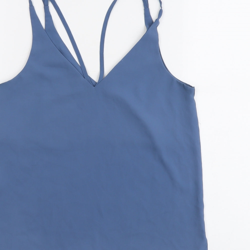 Topshop Womens Blue Polyester Camisole Tank Size 6 V-Neck