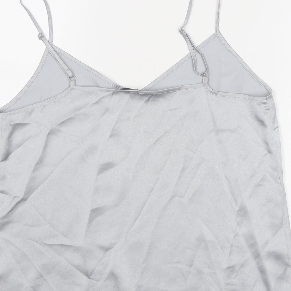 Marks & Spencer Womens Grey Polyester Basic Tank Size 12 V-Neck