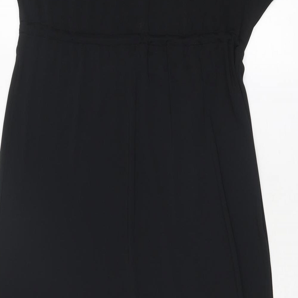 Marks & Spencer Womens Black Polyester A-Line Size 8 Round Neck Pullover