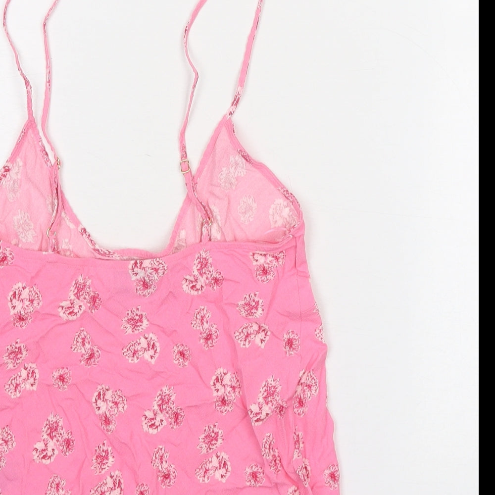 Marks & Spencer Womens Pink Floral Viscose Camisole Tank Size 6 Scoop Neck