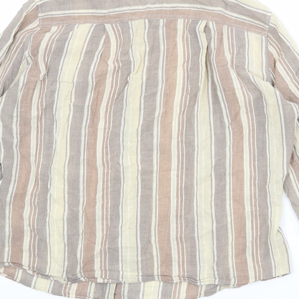 Marks & Spencer Womens Multicoloured Striped Cotton Basic Button-Up Size 10 Collared