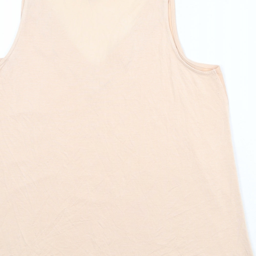 Warehouse Womens Pink Polyester Basic Tank Size 16 V-Neck