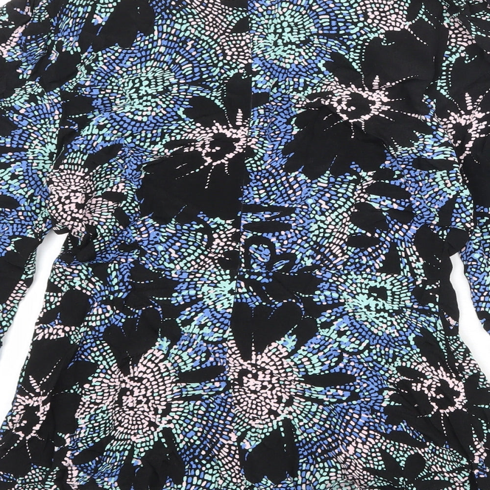 Marks & Spencer Womens Multicoloured Geometric Viscose Basic Blouse Size 6 Boat Neck