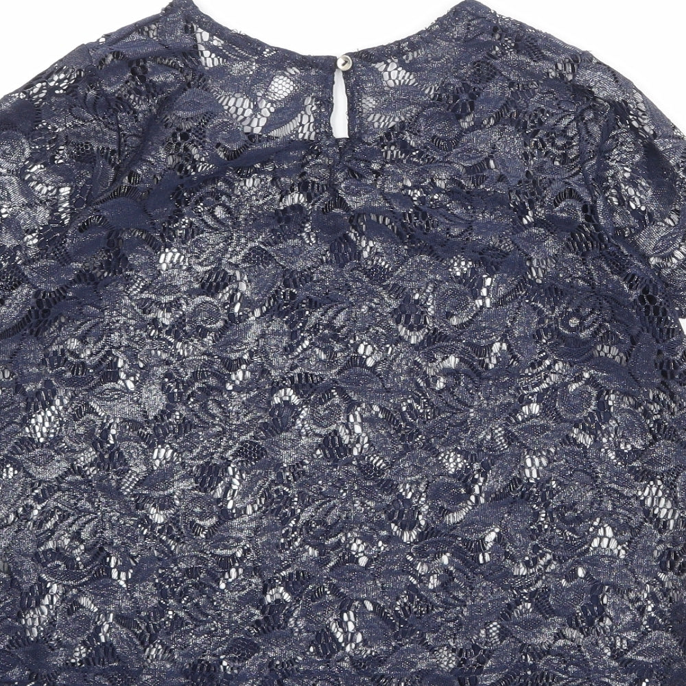 Debenhams Womens Blue Polyester Basic Blouse Size 8 Boat Neck