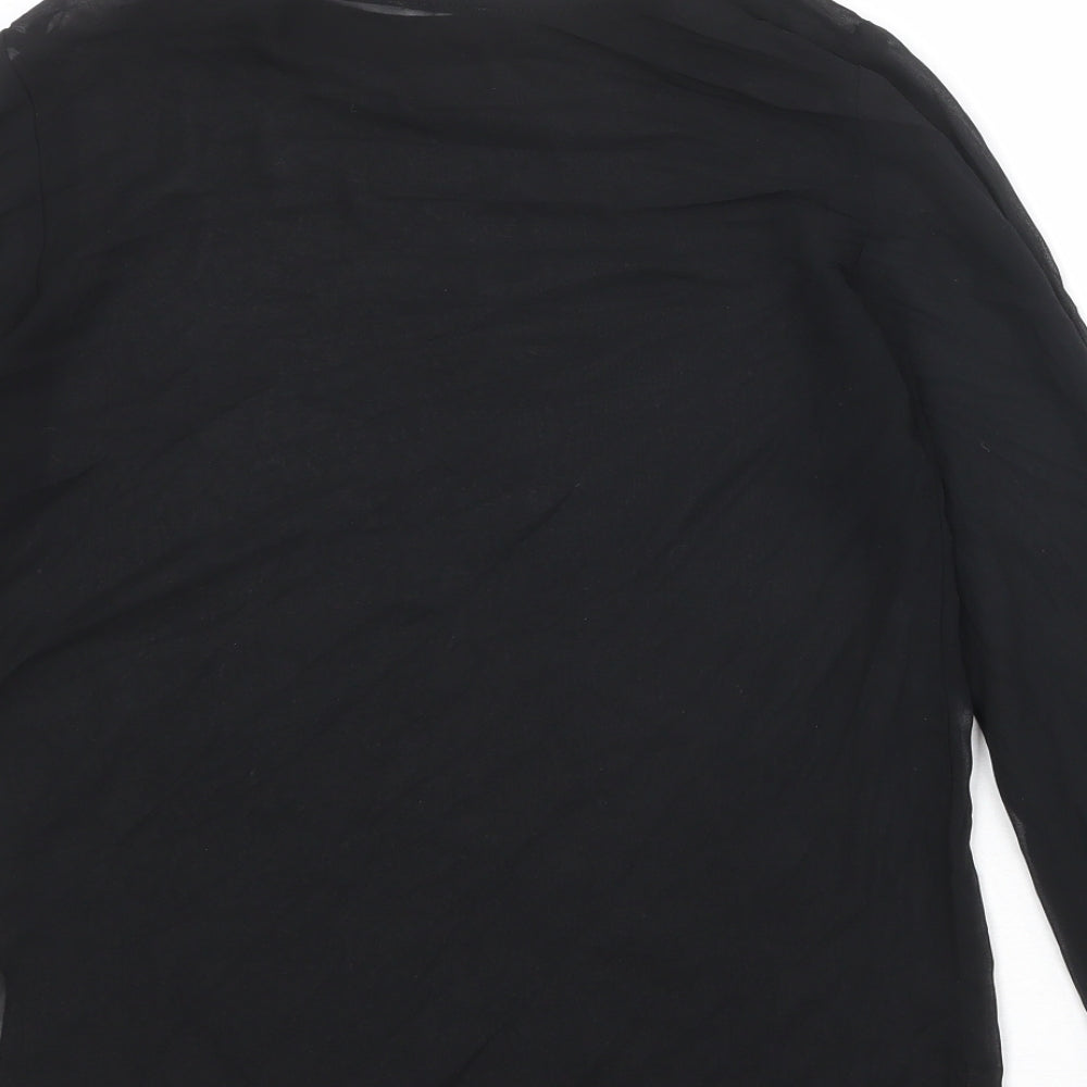 Topshop Womens Black Polyester Basic T-Shirt Size 8 Round Neck