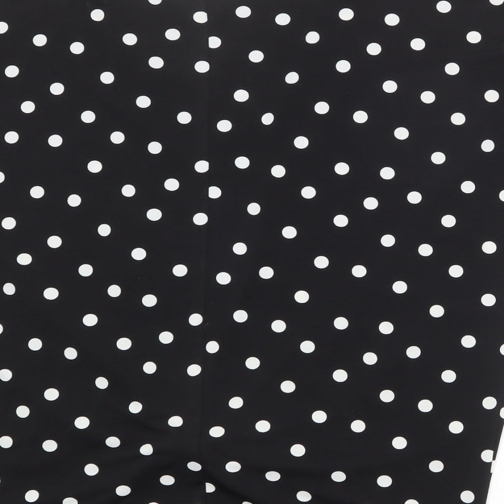 Just Elegance Womens Black Polka Dot Polyester Basic T-Shirt Size S Round Neck - Knot Front