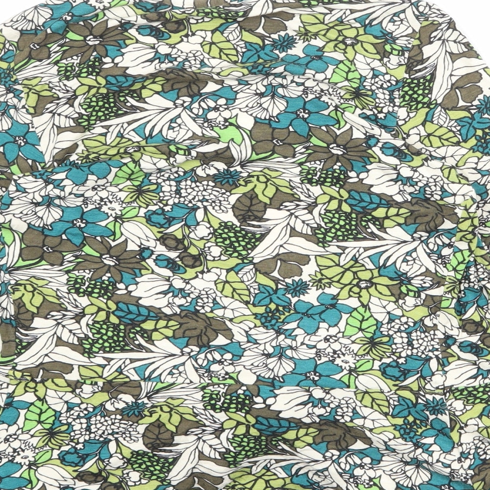Topshop Womens Multicoloured Floral Viscose Basic Blouse Size 10 V-Neck - Tie Front