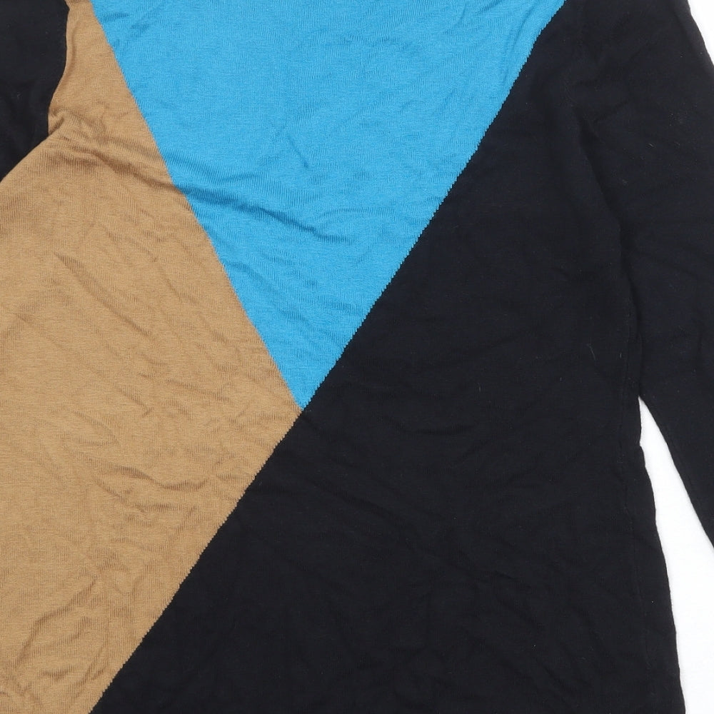 David Emmanuel Womens Multicoloured Round Neck Geometric Viscose Pullover Jumper Size S