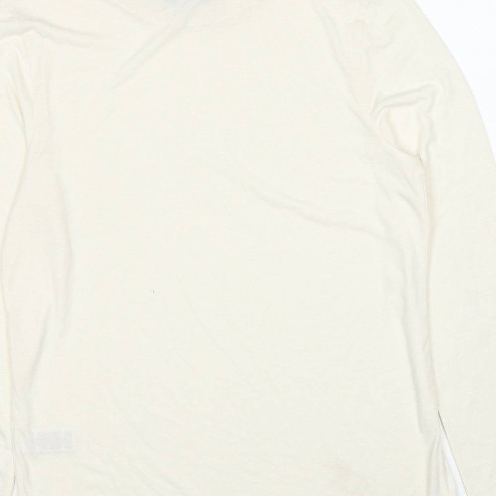 Marks & Spencer Womens Ivory Polyester Basic T-Shirt Size 12 Mock Neck
