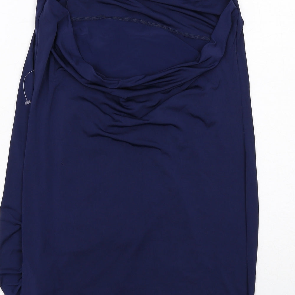 ASOS Womens Blue Polyester Mini Size 10 Off the Shoulder Pullover