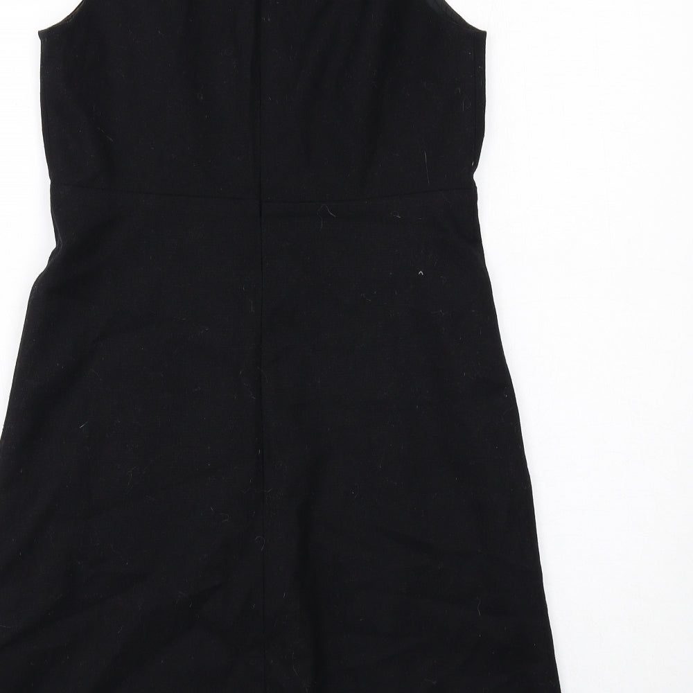 Warehouse Womens Black Polyester A-Line Size 10 Scoop Neck Zip