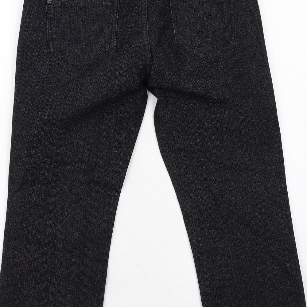 Marks & Spencer Womens Black Cotton Straight Jeans Size 8 Regular Zip