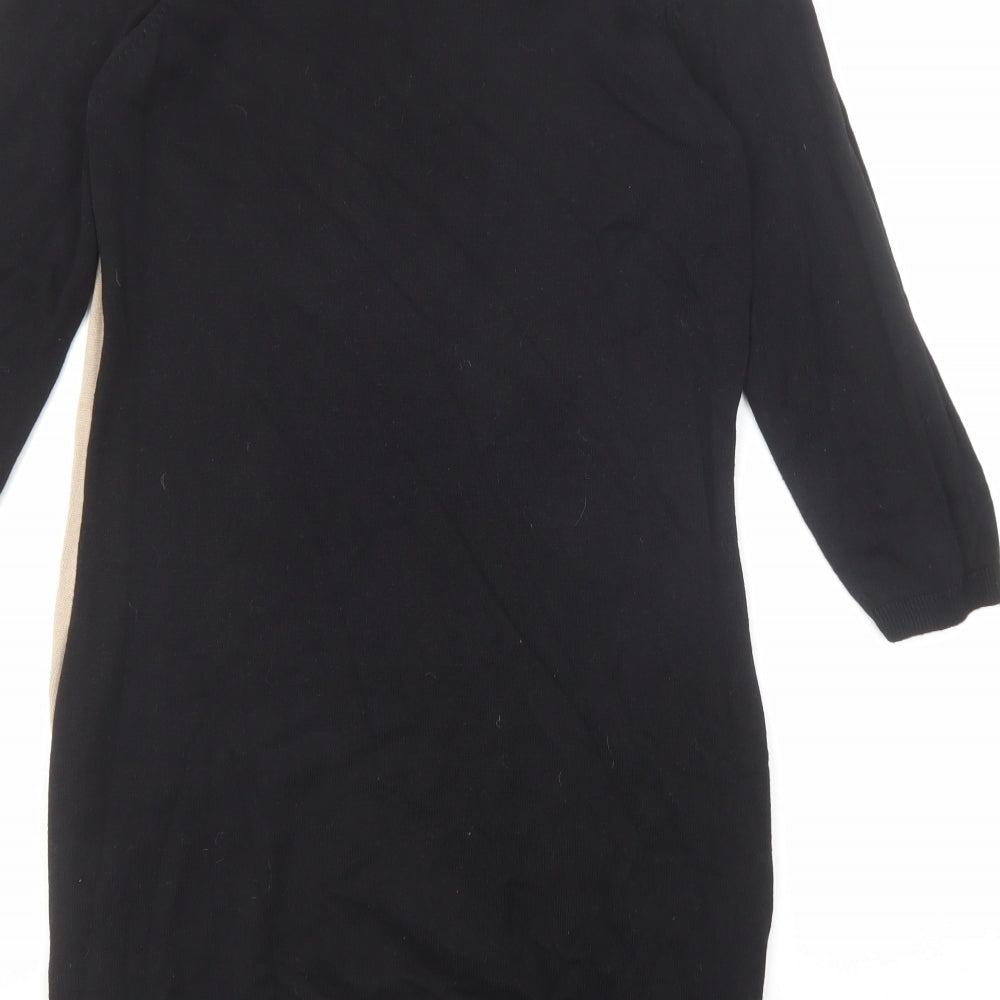 BHS Womens Multicoloured Colourblock Viscose Jumper Dress Size 10 Round Neck Pullover