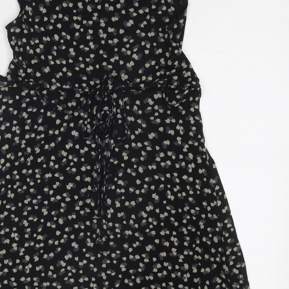 Topshop Womens Black Geometric Viscose Trapeze & Swing Size 8 Round Neck Pullover