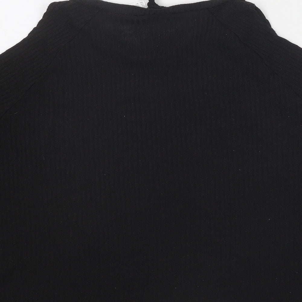 Divided by H&M Womens Black Polyester Basic Blouse Size M Round Neck - Cold Shoulder