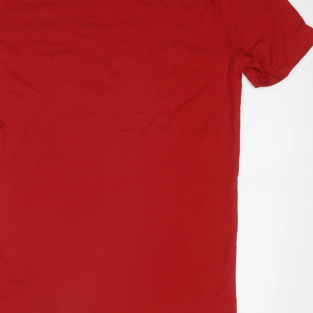 Marks & Spencer Mens Red Cotton T-Shirt Size S Round Neck - Merry Christmas Brew Dolph
