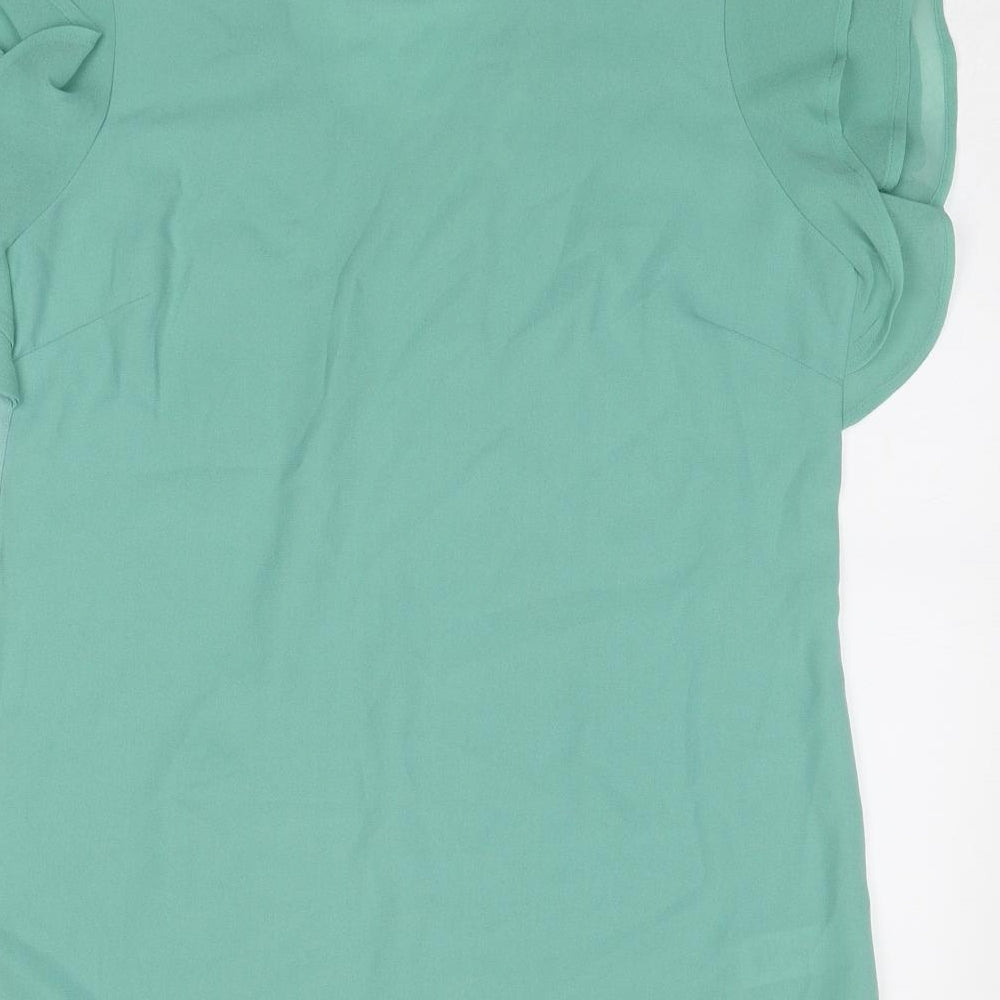NEXT Womens Green Polyester Basic T-Shirt Size 10 V-Neck
