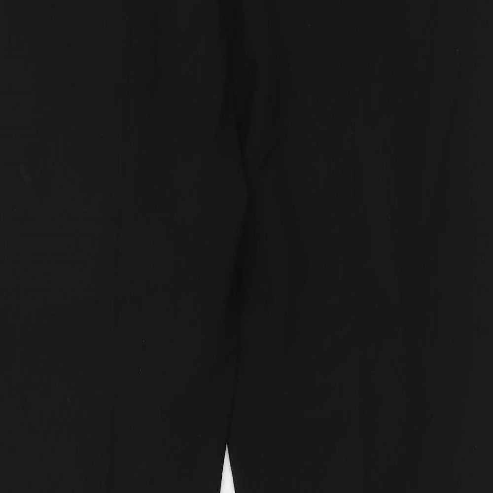 CC Womens Black Polyester Chino Trousers Size 16 Regular Hook & Eye
