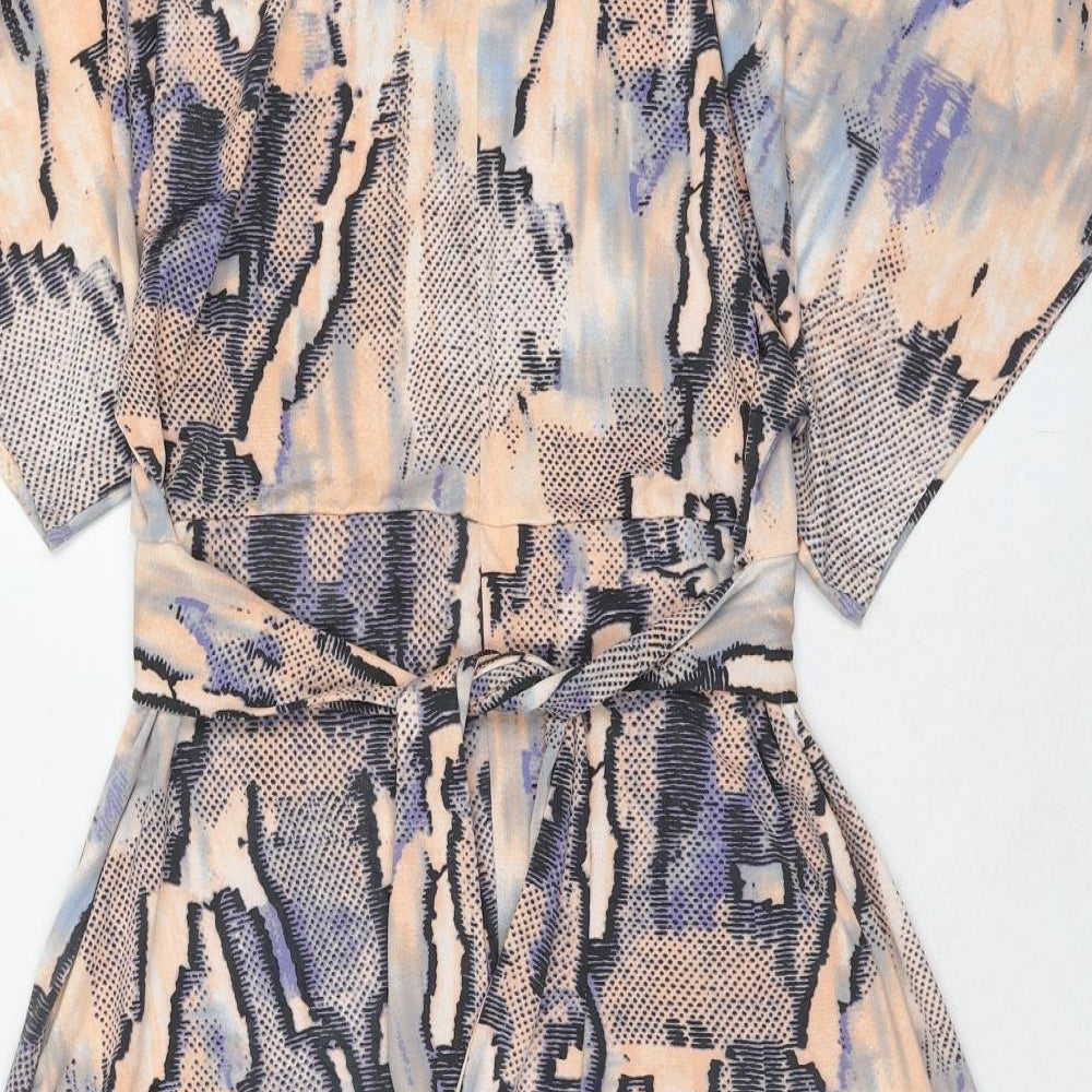 BCBGMAXAZRIA Womens Multicoloured Geometric Polyester T-Shirt Dress Size XS Round Neck Pullover
