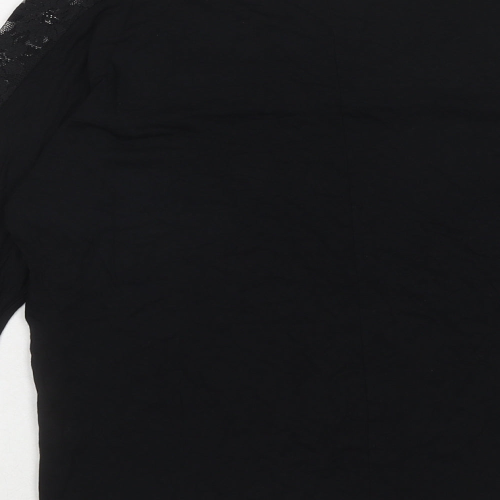 Select Womens Black Polyester Basic Blouse Size 8 Boat Neck - Lace Detail