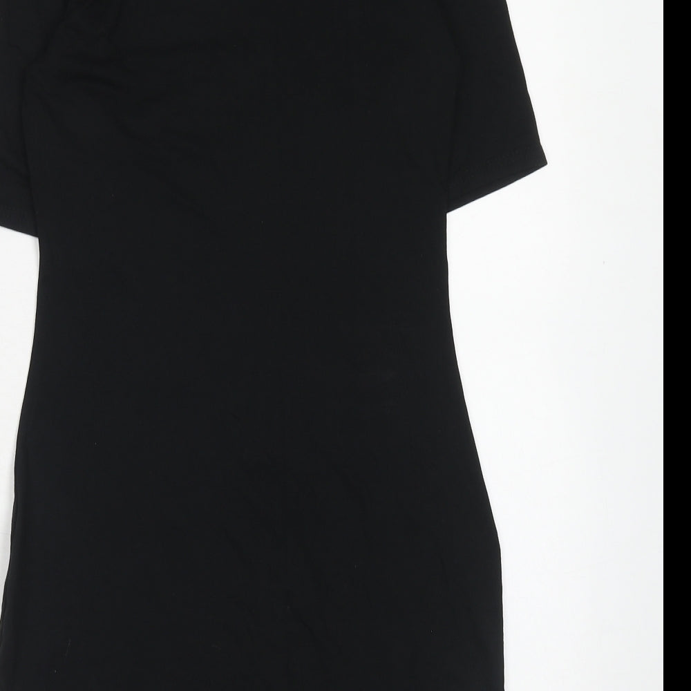 Glamour Babe Womens Black Viscose T-Shirt Dress Size 10 Mock Neck Pullover