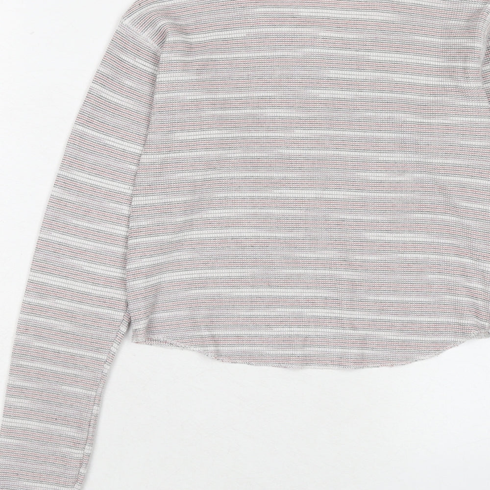 Topshop Womens Red Round Neck Striped Polyester Pullover Jumper Size 6