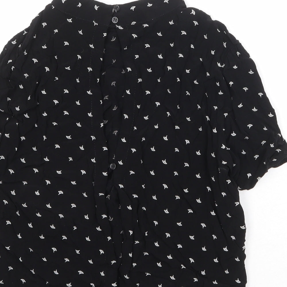 Cooperative Womens Black Geometric Viscose Basic Blouse Size M Round Neck