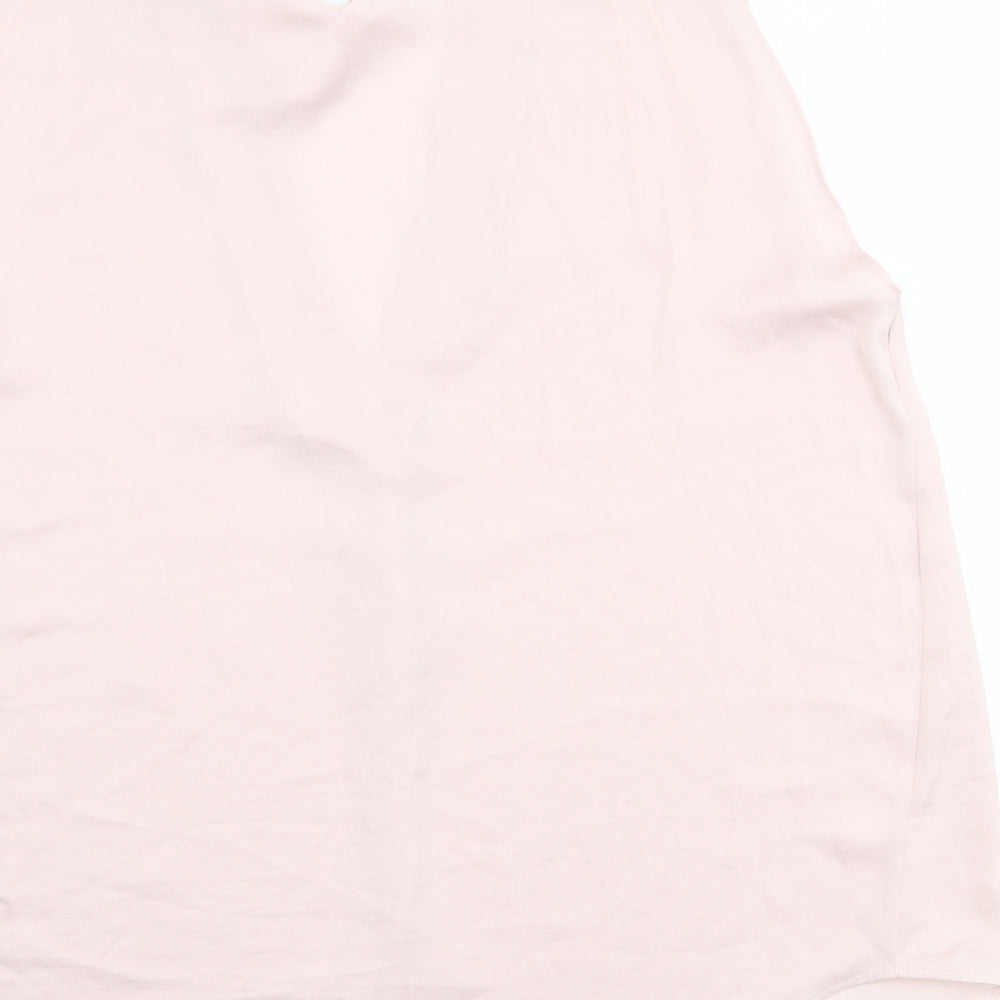 Marks & Spencer Womens Pink Polyester Basic Tank Size 10 V-Neck