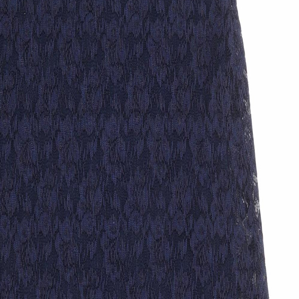 Klass Womens Blue Floral Polyester A-Line Size 14 Round Neck Pullover