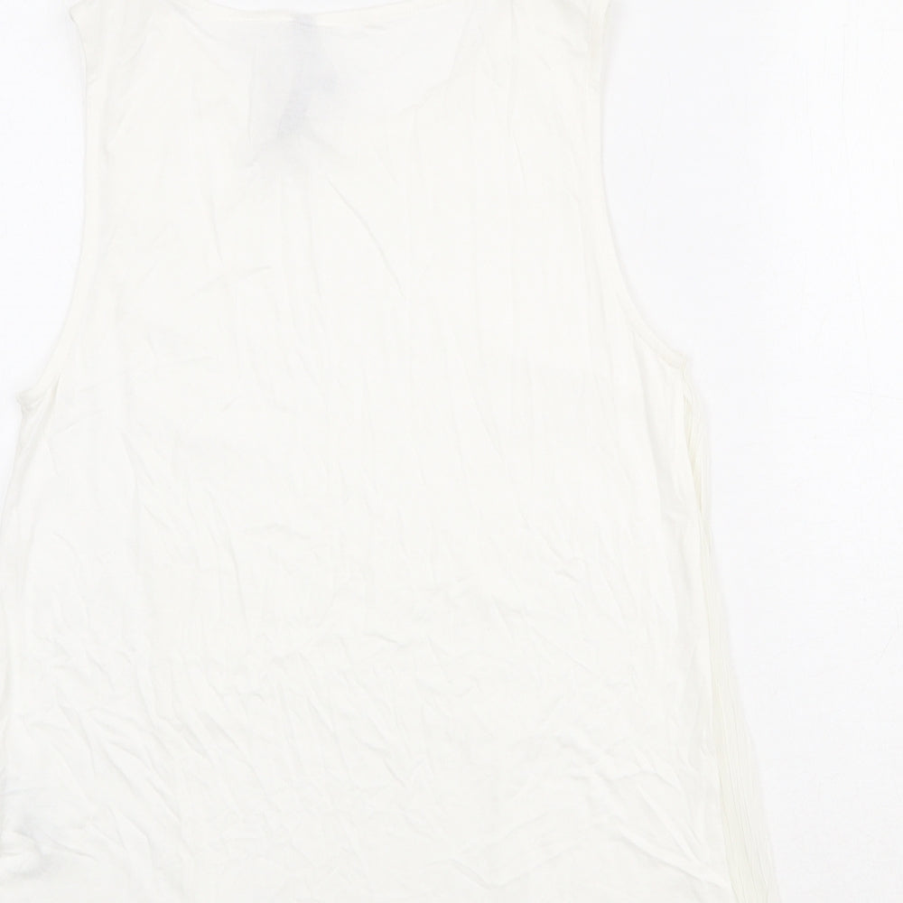 Marks & Spencer Womens Ivory Viscose Basic Tank Size 10 Boat Neck
