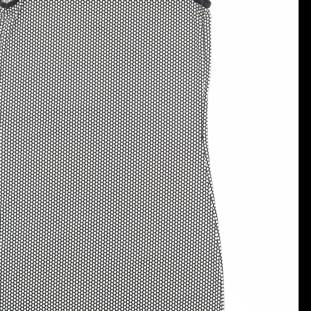 Max Studio Womens Black Polka Dot Polyester Shift Size S Boat Neck Pullover