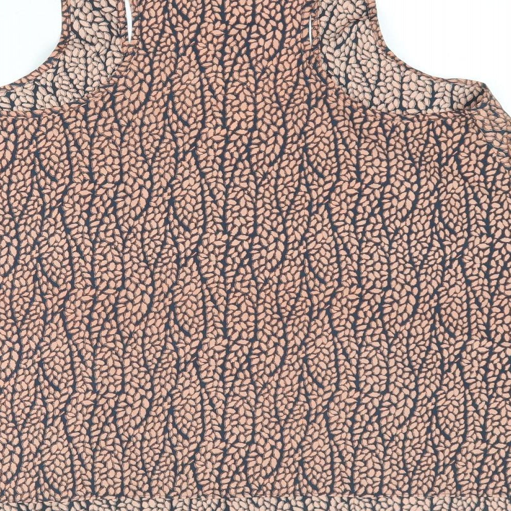 ASOS Womens Brown Geometric Polyester Basic Tank Size 14 Scoop Neck