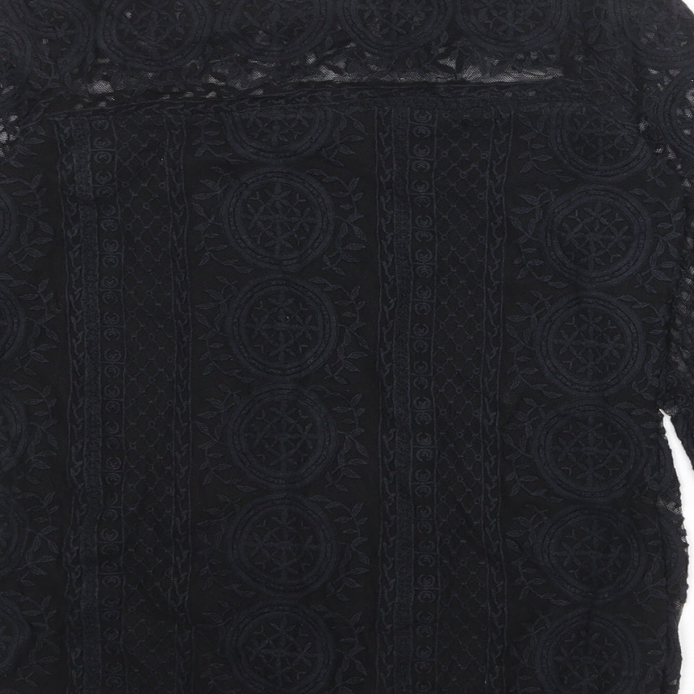 NEXT Womens Black Cotton Basic Blouse Size 8 Boat Neck