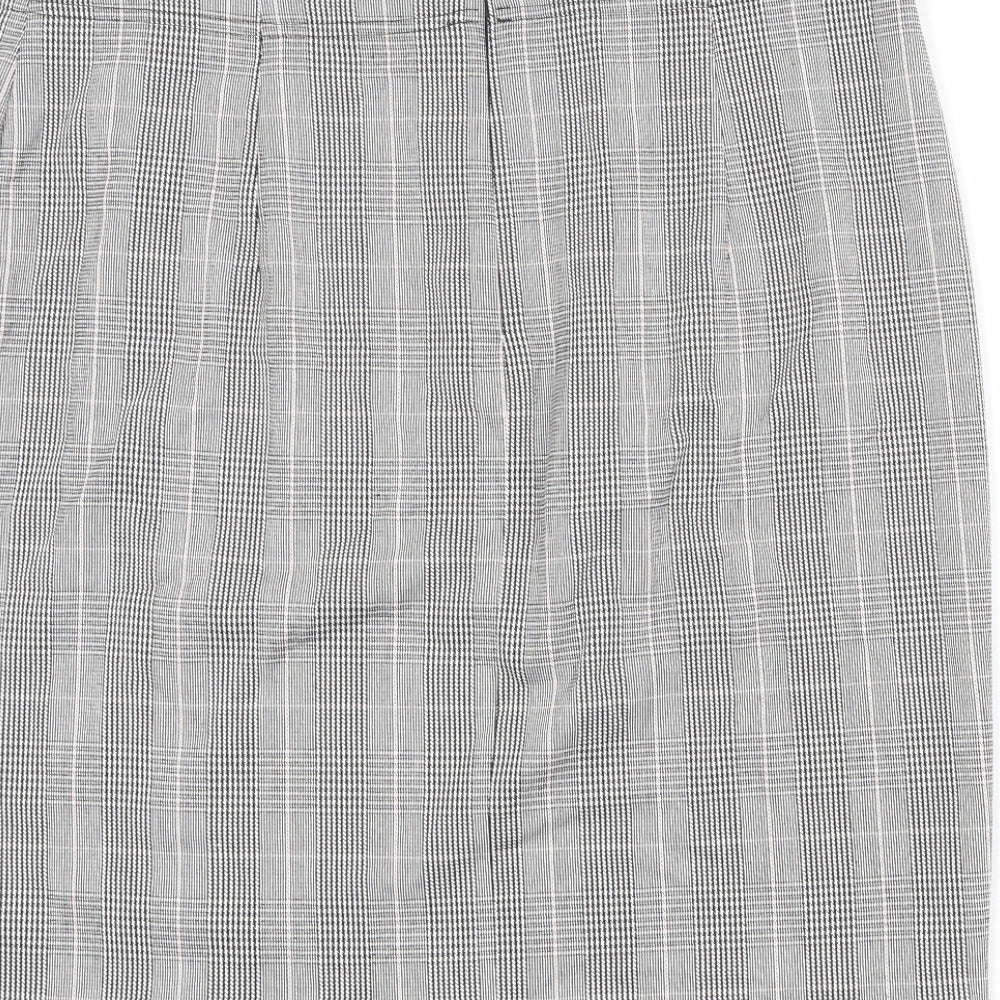 Marks & Spencer Womens Black Plaid Polyester A-Line Skirt Size 36 in Button