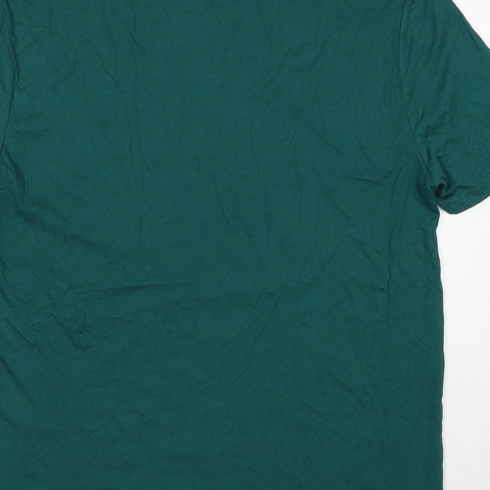 Marks & Spencer Mens Green Cotton T-Shirt Size S Round Neck - Gin-gle All The Way